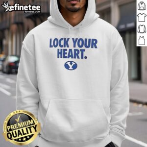 Hot BYU Cougars Lock Your Heart Hoodie in navy blue, featuring the team's logo and a cozy design for fans.