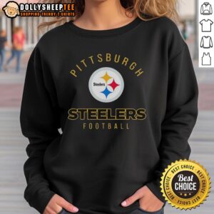 Awesome Pittsburgh Steelers football logo sweatshirt in black with vibrant team colors, perfect for fans of all ages.