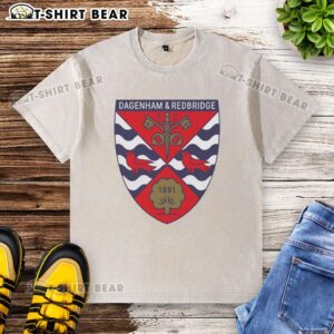 Alt Text: Top Dagenham and Redbridge FC Logo 1881 washed t-shirt featuring the club emblem on a casual style shirt.