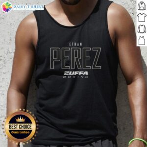 Ethan Perez wearing a Zuffa Boxing Elite tank top, showcasing a stylish design perfect for boxing enthusiasts.