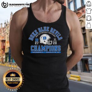 Top Duke Blue Devils ACC Football Conference Champions tank top featuring team logo and vibrant blue design.