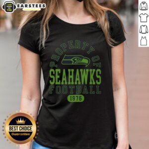 Premium Seattle Seahawks property 1976 ladies tee featuring vibrant team colors and logo, perfect for fans and collectors.