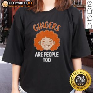 Official Gingers Are People Too funny redhead pride ladies tee featuring a vibrant design celebrating redhead identity.