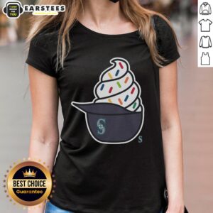 Seattle Mariners ice cream ladies tee featuring vibrant graphics, perfect for fans and summer outings.