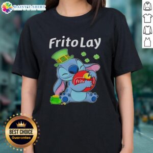 Top Stitch Hug Frito Lay Logo St. Patrick's Day Ladies Tee featuring festive green design and comfortable fit.