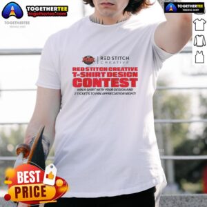 Alt Text: Funny Red Stitch Creative T-Shirt Design Contest T-Shirt featuring a playful graphic and vibrant colors.