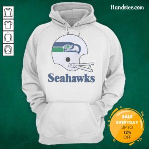 Awesome Seattle Seahawks football logo on a big helmet hoodie, perfect for fans and game-day apparel.