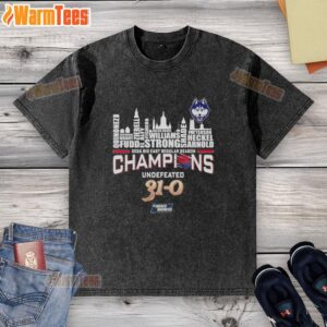 UConn Huskies 2026 Big East Champions T-Shirt, featuring city skyline design, celebrating undefeated 31-0 season.