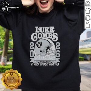 Premium Luke Combs Las Vegas 2026 Tour sweatshirt featuring Raiders helmet at Allegiant Stadium.