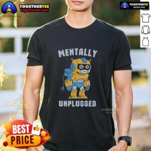 Top Robot Mentally Unplugged Retro T-Shirt featuring a vintage robot graphic on a stylish tee for tech enthusiasts.