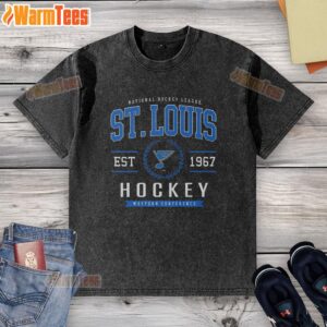 St. Louis Blues hockey legacy crest washed t-shirt in blue, featuring the team's logo and vintage design for fans.