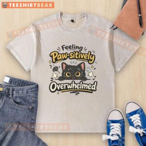 Good Feeling Pawsitively Overwhelmed washed t-shirt featuring a cheerful dog graphic, perfect for animal lovers.