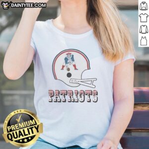 Alt Text: Awesome New England Patriots football logo featured on a big helmet graphic for a stylish ladies' tee.