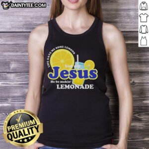 Good Life Gave Me Some Lemons Jesus Lemonade Christian Quote Tank Top displayed on a hanger, showcasing faith-inspired fashion.