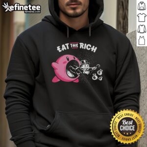 Premium Kirby Eat The Rich Hoodie featuring vibrant artwork and cozy design, perfect for fans of Kirby and unique fashion.
