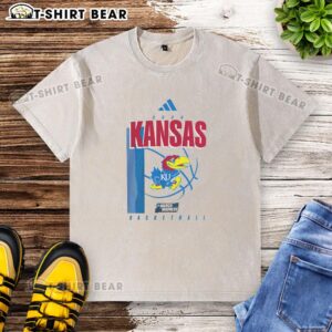 Awesome Kansas Jayhawks March Madness washed t-shirt featuring a vintage design, perfect for fans and game day wear.