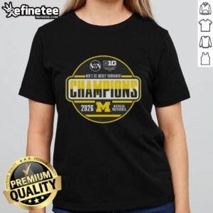 Premium Michigan Wolverines 2026 Big Ten Men's Ice Hockey Tournament Champions T-Shirt - Image 3