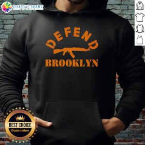 Awesome Defend Brooklyn Curved Hoodie in black, showcasing a modern design perfect for streetwear enthusiasts.