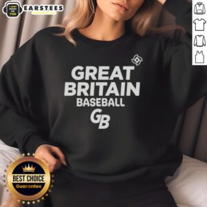 Good Great Britain National Baseball Team logo sweatshirt featuring vibrant colors and sports design for fans.