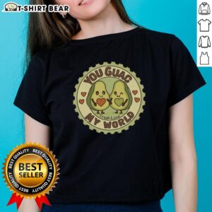 Pretty You Guac My World Fresh Love Avocado Ladies Tee showcasing a stylish avocado graphic on a comfortable t-shirt.