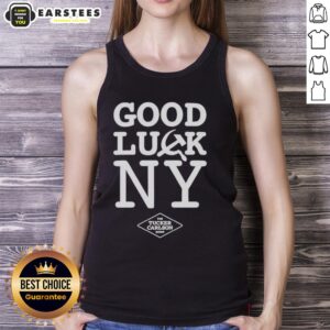 Awesome Good Luck NY Tucker Carlson Show tank top featuring a Hammer and Sickle design, perfect for bold fashion statements.