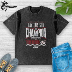 Official Tyler Reddick 2026 Daytona 500 Champion washed t-shirt featuring bold graphics and a comfortable fit.