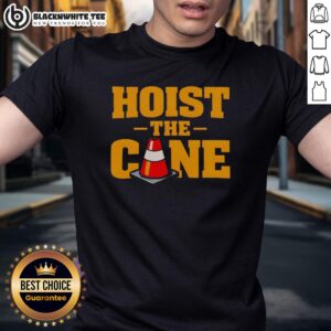 Original Hoist The Cone bold typography graphic T-shirt for sports fans, showcasing vibrant design and comfortable fit.