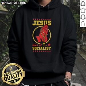 Hot Jesus Was A Socialist Hoodie in black with bold white text, perfect for expressing social justice beliefs.
