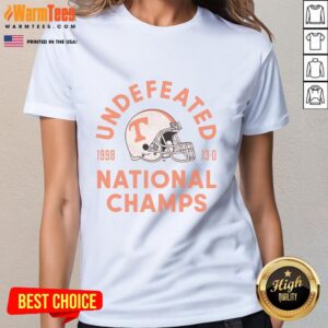 Alt Text: 1998 Utah Football National Champs ladies tee shirt featuring team colors and logo, perfect for fans and collectors.