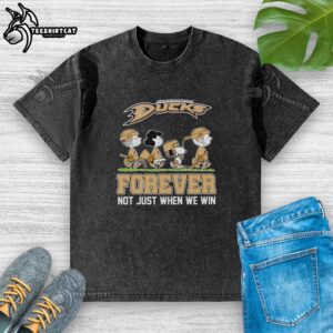 Alt Text: Cute Peanuts characters on Anaheim Ducks NHL Forever t-shirt, showcasing team spirit beyond just winning.