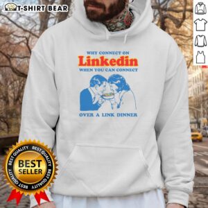 Stylish hoodie featuring 'Connect Over a Link Dinner' design, perfect for LinkedIn networking enthusiasts.