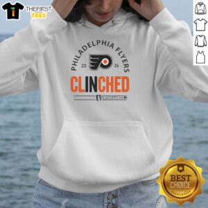 Official Philadelphia Flyers NHL Stanley Cup Playoffs 2026 curved hoodie featuring team colors and logo design.