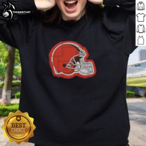 Alt Text: GooCleveland Browns Rivet Logo Sweatshirt featuring a bold team logo on a cozy fabric for fans.