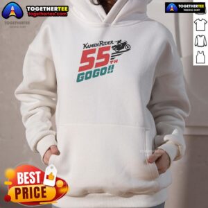 Alt Text: Stylish Top Kamen Rider 55th Gogo Biker Hoodie featuring vibrant graphics and a comfortable fit for fans.
