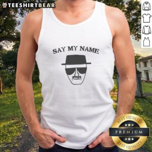 Funny Say My Name Tank Top featuring playful text design, perfect for casual wear and making a statement.