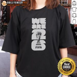 2026 FIFA World Cup Trophy illuminated design on a ladies' tee shirt, perfect for fans celebrating the tournament.
