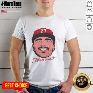 Alt Text: Original Sal Stewart Cincinnati Reds MLB Big Face Signature T-Shirt featuring bold design and vibrant team colors.