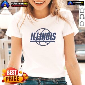 Official Illinois Basketball retro logo on a ladies tee, perfect for fans of vintage college sports apparel.