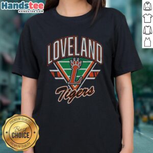 Nice Loveland Tigers Retro Gridiron Ladies Tee featuring vintage design and vibrant team colors, perfect for fans.