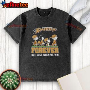 Alt Text: Official Peanuts x Anaheim Ducks Abbey Road t-shirt featuring a fun design, perfect for fans and casual wear.