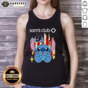 Cute Stitch-like Sam's Club USA flag tank top featuring vibrant colors and a stylish design for summer wear.
