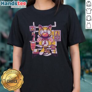 Premium Cat On Time Ladies Tee featuring a playful cat graphic on a stylish women's t-shirt for casual wear.