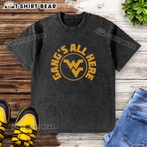 Alt Text: Awesome West Virginia gangs all here washed t-shirt featuring vibrant graphics and comfortable fabric.