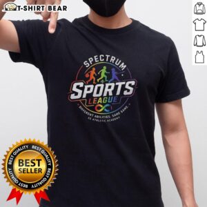 Pretty Spectrum Sports League 'Different Abilities Same Game' T-Shirt showcasing inclusivity in sports for all abilities.