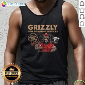Alt Text: Vintage tank top featuring Grizzly Tree Trimming Services logo, perfect for outdoor enthusiasts and tree care lovers.