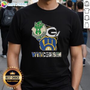 Top Wisconsin sports teams graphic transfer on a stylish state t-shirt, perfect for fans and sports enthusiasts.