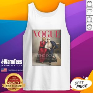 Miranda and Anna wearing stylish tank tops in Vogue Magazine 2026 feature 'Seeing Double' fashion shoot.