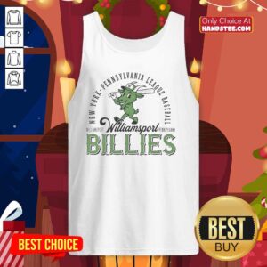 Alt Text: Original Williamsport Billies New York Pennsylvania League baseball mascot tank top featuring vibrant team colors.