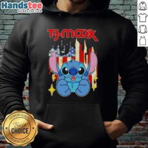 Alt Text: Stylish Nice Stitch Like TJ Maxx USA Flag Hoodie featuring vibrant colors and comfortable design for casual wear.