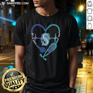 Original Seattle Mariners 'Heart And Soul' T-shirt featuring a stethoscope and heartbeat design for fans.